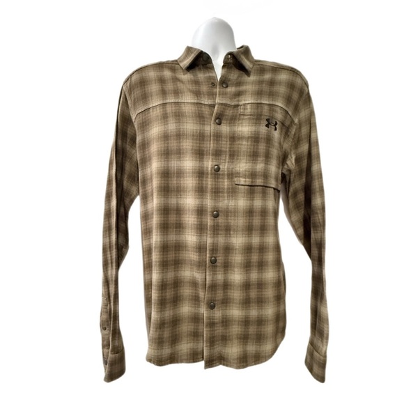 Under Armour Flannel Button-Down Shirt | Olive/Plaid | Men's Size - Large - Picture 1 of 14